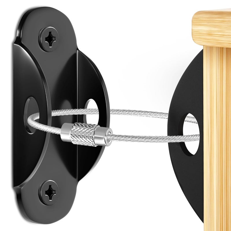 Tickselect Furniture Anchors for Baby Proofing (10 Pack) Anti Tip Furniture Anchors Securing 400lbs,Wall Anchor Earthquake Straps Prevent Baby Pet from Falling Furniture Dresser & Bookshelf, Black - Image 1